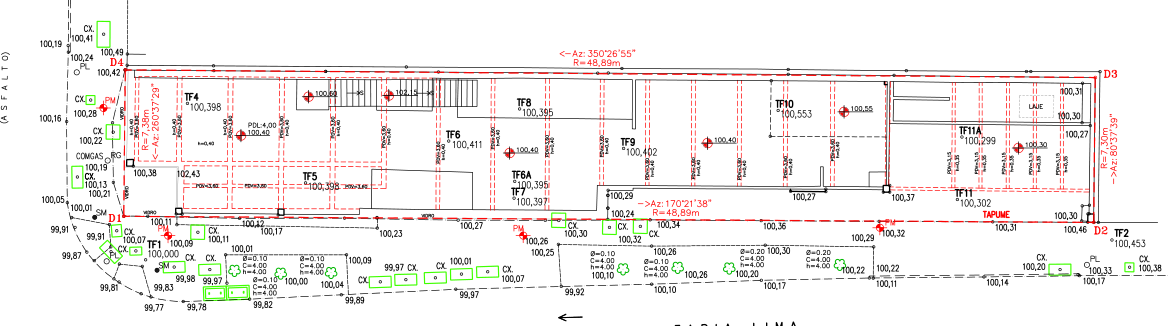 Planta cadastral do pavimento térreo — 320,84 m².
